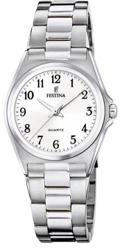 Festina Damen Analog Quarz Uhr mit Edelstahl Armband F20553/1