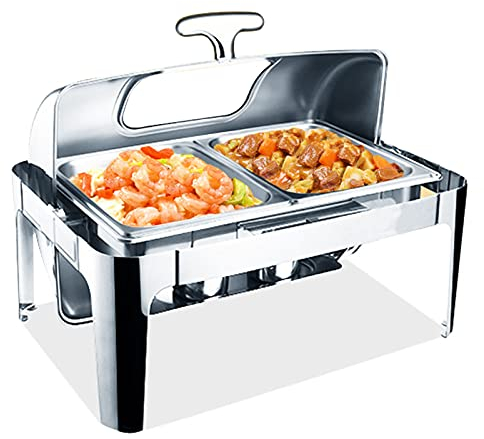 BINLY Chafing Dish Elettrico, Scaldavivande Elettrico Acciaio Inox Professionale Contenitore Scalda Cibo Chafing Dish, Mantenere Il Cibo in Caldo (400W)