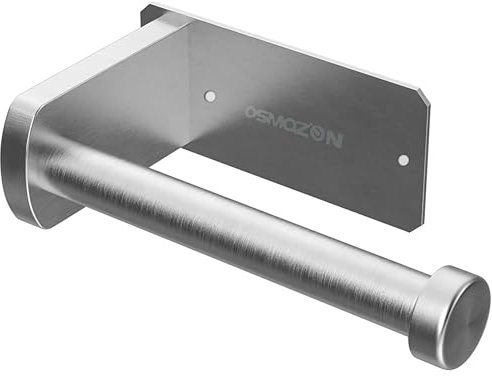 OSMOZON SUS304 Stainless Steel Toilet Paper Holder Self-Adhesive Brushed Finish Chrome Toilet Roll Holder for Bathroom Kitchen Adhesive/Screws (Classic)