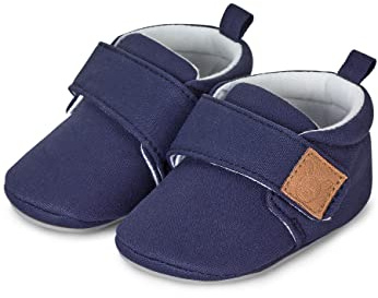 Sterntaler Scarpine primi passi in tela con chiusura in, suola antiscivolo, unisex con fodera in jersey, verde pietra, Blu marino, 19/20 EU