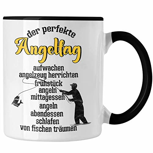Trendation - Tasse für Angler Geschenk für Fischer Geschenkidee (Schwarz)