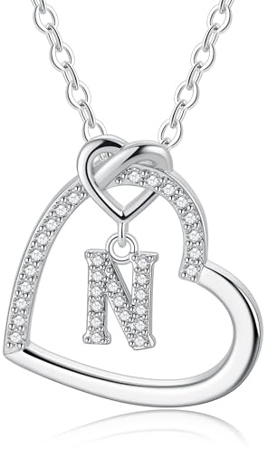 TINGN Kette Damen Gold Silber- Gold Kette Damen Herz Halskette Buchstaben A-Z Ketten Geschenke für Frauen Mädchen Geschenk Personalisierte Geschenke für Kinder Halskette Mädchen Schmuck Geschenk