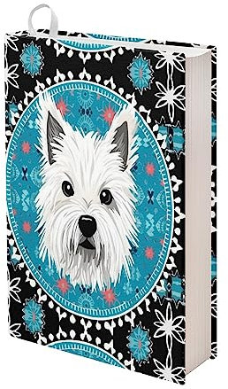 Kuiaobaty Weiße Westie-Hunde-Buchhüllen, Stoff, Malerei, Welpen, Buchschutz, Standardgröße, 27,9 x 21,4 cm
