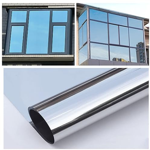 Privatsphäre Fensterfolie, UV-Schutz Sonnenschutzfolie, Statische Haftung, Blickdichte Sichtschutz-Fensterfolie, Blendfreie PET-Abdunklungsfolie(Size:80x200cm)