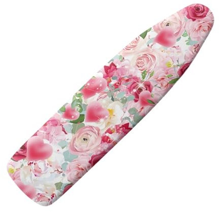 Wanyint Bügelbrettbezug und Pad, Bügelbrettbezug, rutschfest, dick, Schutzschutz, dehnbar, 140 x 40 cm, Rosa