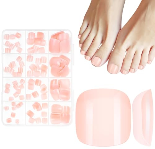 MELLIEX 120 Stück Künstliche Fussnägel, 12 Größen Nude Fußnägel zum Aufkleben, Acryl Vollständige Abdeckung Künstliche Zehennägel Toe Nail Tips mit Box für Frauen Mädchen