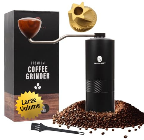 Premium Manual Coffee Grinder with Stainless Steel and Titanium Burr grinder for coffee beans, espresso, french press and moka pots by GRINDCRAFT; Large 40g capacity
