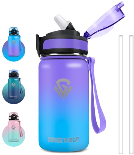 Grsta bouteille isotherme 500 ml pour enfants, sans fuite, métal sans BPA, facile à ouvrir, serrure sûre, pour école, bureau, extérieur
