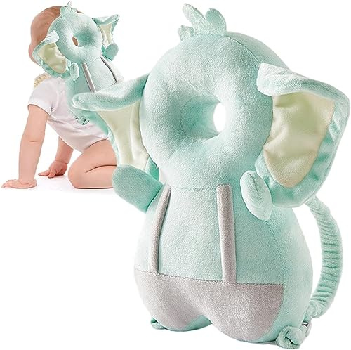 Baby Head Protector Backpack for Walking, Adjustable Toddler Baby Cushion Pads for Head & Back Protection Safety Pads, Fit for 6-24 Months Toddler Baby Walking (Elephant A)