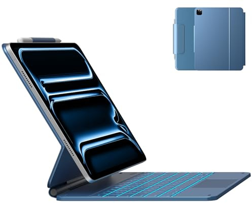 typecase Funda de teclado para iPad Pro de 13 pulgadas (M5 2025 / M4 2024), teclado mágico con retroiluminación de 11 colores, funda para teclado con soporte para lápices, trackpad multitáctil