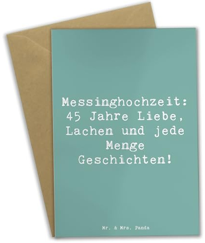 Mr. & Mrs. Panda Klappkarte Spruch 45. Hochzeitstag Messinghochzeit - Geschenk, Jubiläum, weihnachtskarten, Liebe feiern, Grußkarte, dankeskarten, einladungskarten, Heirat, Ehejubiläum, Heiraten