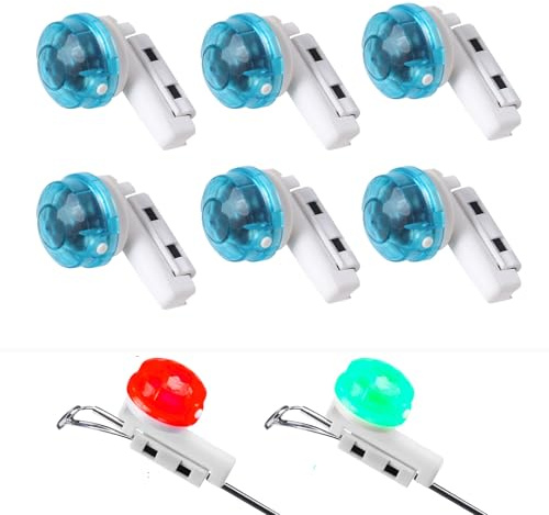 Skeadex Elektronisch Bissanzeiger mit Bewegungssensor, LED Alarm Leuchte Angeln inschließlich Batterie Typ CR1632, für Nachtangeln oder Meeresangeln (6pcs)