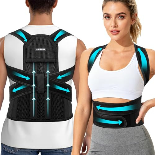 Abismat Posture Corrector for Women and Men, Back Brace Support for Upper and Lower Back Pain Relief, Adjustable for Back straightener, Spine Alignment, Scoliosis, Hunchback, Spine Corrector