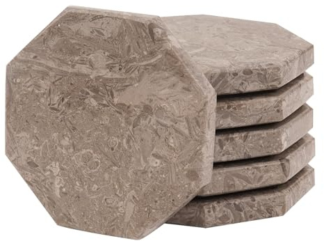 Radicaln marmor underlägg set rund 8,9 cm röda handgjorda dryckesunderlägg set med 6 för soffbord, bilmugghållare och bar, idealisk glasunderlägg hållare