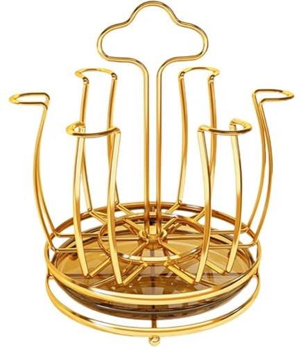 6 Cups Drainer Holder Rotating Cup Drying Rack Stand Mugs Drainer Glass Tumbler Organizer for Home Kitchen Countertop