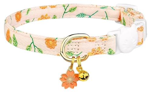 Löstagbart halsband, litet katthalsband - sött blomhänge, katthalsband med säkert säkerhetsspänne, utomhushalsband för husdjur, katthalsband för småbarn