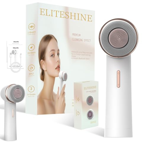 Electric Facial Cleansing Brush with Silicone and Bristle Brushheads,Gentle Electric Face Scrubber Exfoliator, Face Cleansing Brush, Face Wash Brush Machine, Rechargeable, Relief for Face Skin Issues