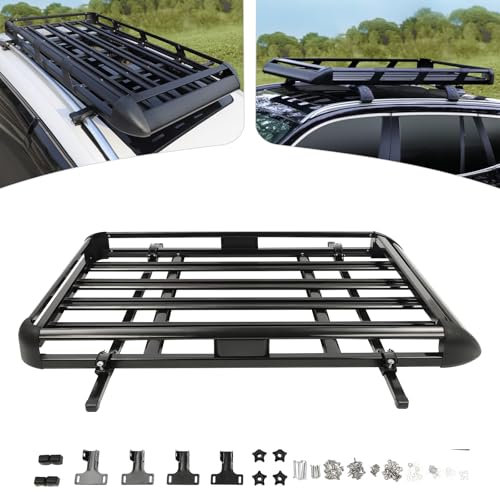 VonVVer Dachgepäckträger Korb 140x100cm - Auto Dachständer Korbwanne Aluminium Dachkorb Gepäckträger Gepäck bis 150KG Belastbar Universal Dachträger (Schwarz)