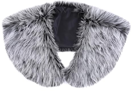 ISAKEN Kunstfell Kragen für Männer Damen, Schulterfell Mittelalter Damen, Schal Capelet Wrap Schulter Kunstfell Kragen Damen für Kapuze Kapuzenmantel Winter Parka Mantel Jacke
