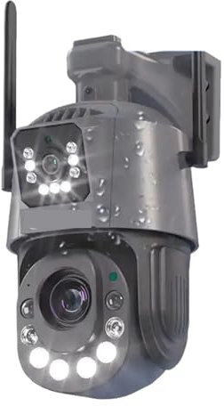 Telecamera Wi-Fi Esterno, 50x Zoom Ottico Telecamera di Sorveglianza di Sicurezza Esterna 6MP Wireless CCTV Rilevamento Umano PTZ Telecamera Dome IP Audio a 2 Vie per la sicurezza domestica(6MP Camera