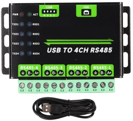 Uxsjakjsd Módulo Convertidor USB A RS485 de 4 Canales Comunicación Serial Universal de Industrial