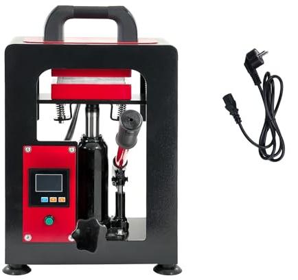 LetCart Pressa a caldo idraulica manuale, 5T doppio lato per pirografia manuale pressa a caldo idraulica macchina doppia riscaldamento piastra di estrazione della colofonia macchina (rosso)