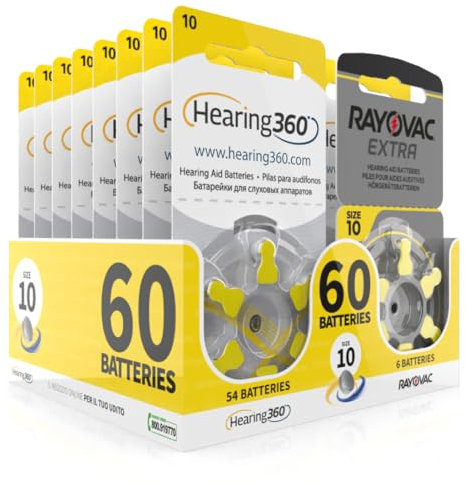 Hearing360 Batterie per apparecchi acustici Rayovac Extra e Hearing360 misura 10 gialle (10 blister gialli)