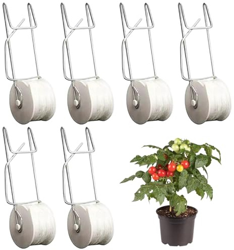 DAGLLGEW Crochets de Tomate 6pcs Support de la Plante Tomate pour Le Treillis à Cordes Suspendu des Clips Plante à Roller avec 49 pi Corde pour la Fleur légumes en Serre et la Vigne