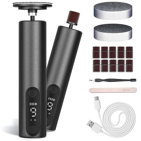 Jianyana Lima Electrica Pies Durezas 2 En 1，9 Velocidades Ajustables Con Pantalla Digital Pedicura Profesional Para Pies Limador De Durezas Electrico Con 2 Cabezales De Pulido Reemplazables