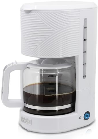 briebe Elegance Macchina Caffè Americano 10 Tazze, Caffettiera con Filtro Permanente Riutilizzabile, Funzione Mantenimento Caldo, Sistema Antigoccia 1,25L, Bianco