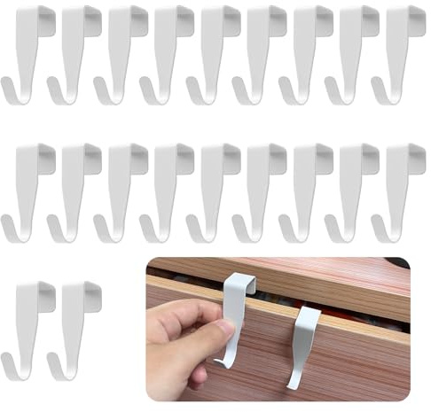 MIPIACE 20 Pièces Patere Porte,Porte Manteau pour Porte,Crochets Pour Armoires Et Placards,Aucun Perçage Nécessaire pour Porte Standart, Tiroir, Placard Armoire, Cuisine（Blanc）