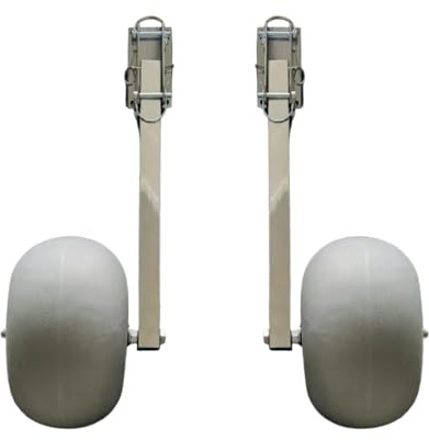 WONDERCAMEL Boat Launching Balloon Wheels (13'' x 7''), Removable Boat Transom Launching Dolly with 12'' Inflatable Fat Tires for Sand, Stainless Steel