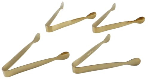 Durlo Set di 6 pinze da portata in acciaio inossidabile dorato - Clip per ghiaccio/caramelle/insalata/pasticceria per matrimoni, feste, bar e altro ancora