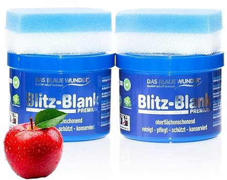 Das Blaue Wunder BLITZ BLANK PREMIUM Putzstein | Reinigungsstein für Haushalt, Garten und Auto | säure- und phosphatfrei | löst Fett, Schmutz (2 x 500g, Apfel)