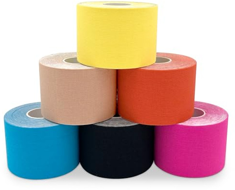 FAMTUPE Kinesiology Tape 6 Rolls (5cm x 5m) - Sports Tape Elastic Physio Muscle Support Tape for Exercise, Sports & Injury Recovery, Waterproof, Breathable & Latex Free (6 Rolls Mixed Color)