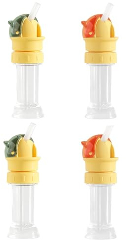 CRGANGZY Lot de 4 couvercles réutilisables en paille pour bouteille d'eau enfant, bouchons avec paille, adaptés universels, anti-déversement