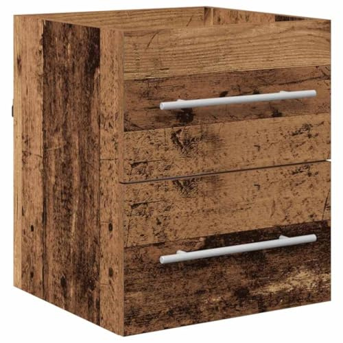 Yisssmeng Meuble de lavabo en bois recyclé 41 x 38,5 x 48 cm - Matériau du bois - Tiroir mural - Moderne et rustique - Petite salle de bain d'invités - WC
