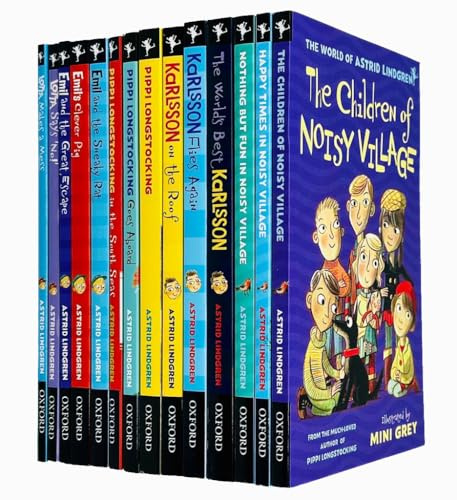 Foblit ltd Set med 14 böcker från samlingen Astrid Lindgren (barnen i den bullriga byn, lycklig, inget annat än kul, världens bästa Karlsson, flyga igen, på taket, Pippi