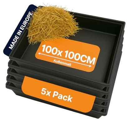 Breker Kunststoffwanne 100x100cm 5er Pack [geeignet als Kotwanne] 120 Liter Fassungsvolumen | Allzweckwanne | Plastikwanne