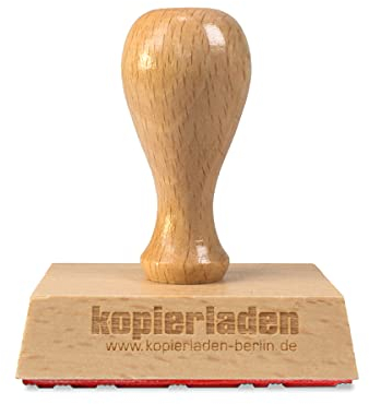 Holzstempel 60 x 40mm mit Wunschtext und Logo personalisieren - Stempel mit eignem Design selbst gestalten - optional mit Stempelkissen und Tinte
