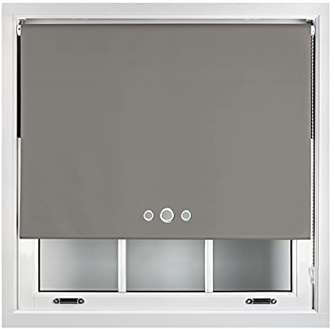 FURNISHED Blackout Roller Blinds Made to Measure With Triple Eyelets & Metal Fittings - Dark Grey Up to 120W x 165H cm