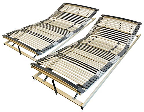 AM Qualitätsmatratzen 7 Zonen Lattenrost 160x200 verstellbar mit 44 Federleisten - Made in Germany - Verstellbarer Lattenrost 160x200 - Kopf und Fußteil - Holmabsenkung für Schulter und Becken