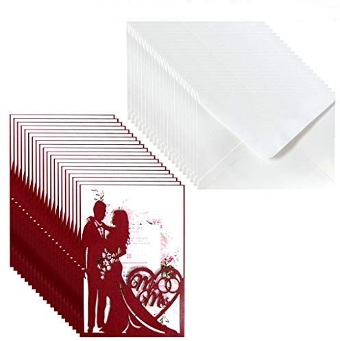 Chiic - Biglietto di invito per matrimonio, per matrimonio o fidanzamento, personalizzabili, articoli per festa, matrimonio, fidanzamento, anniversario, 20 pezzi