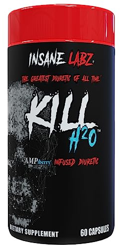 Insane Labz Kill H2O, AMPiberry Infused Diuretic, Reduce Water Retention and Bloating Relief with Dandelion Root and Green Tea Extract, 20 Servings