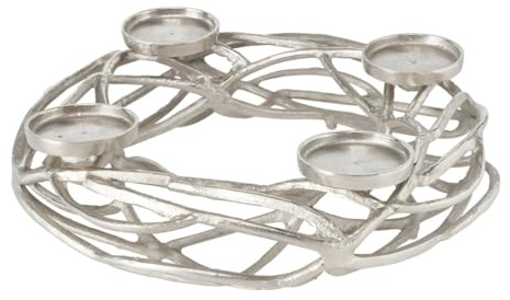 Kerzenhalter Kerzenständer Aluminium Silber Adventskranz Ø 40 cm H 11 cm