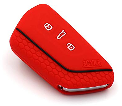 Schlüssel Hülle VF für 3 Tasten Auto Schlüssel Silikon Cover Schlüsselhülle Etui Schutzhülle (Rot)