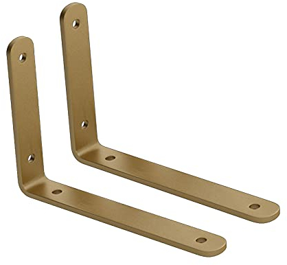 KOOEIN Regalhalterung,Wandkonsole Metall,Versteckte Regale,Moderner Dekorativer Halter,Bücherregal Zum DIY,Design Mit Abgerundeten Ecken,Platzsparend (2Er-Set),Gold,10cm/4in
