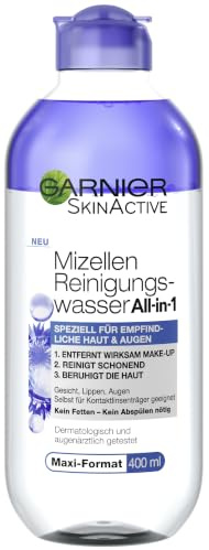 Garnier Parfümfreies All-in-1 Mizellen Reinigungswasser mit Glycerin für besonders sensible Haut und Augen, Make up Entferner und Gesichtsreinigung für empfindliche Haut, Skin Active, 1 x 400 ml
