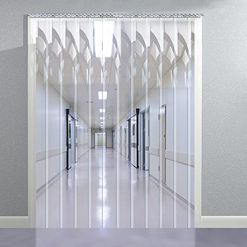 Streifenvorhang Lamellenvorhang transparent/durchsichtig Breite 15cm(nach Überlappung) PVC Streifenvorhang Lamellen Kunststoffvorhangstreifen Stallvorhang (1 Streifen) (height:300cm)