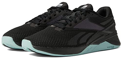 Reebok Zapatillas Nano X3 de malla para mujer, estilo de vida, casuales y de moda, Negro/Azul Perla/Blanco, 41 EU